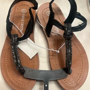 NWT-Falls Creek JFeels Black Thong Sandals